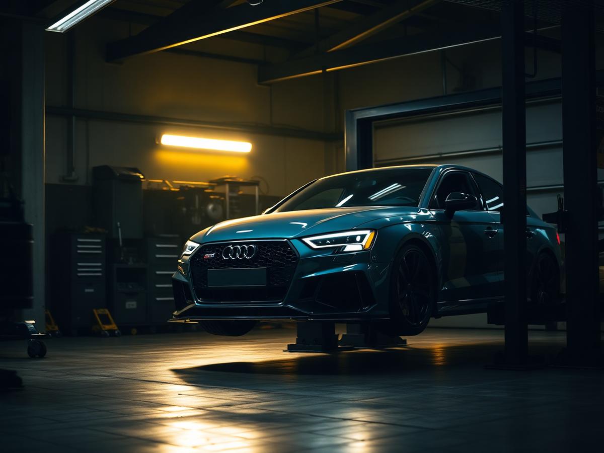 Audi RS on lift in Birmingham workshop
